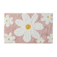 BADTEPPICH Blumen 50/80 cm, rosa-weiß, 100 % Baumwolle - Rosa, Textil (50/80cm) - Homescapes