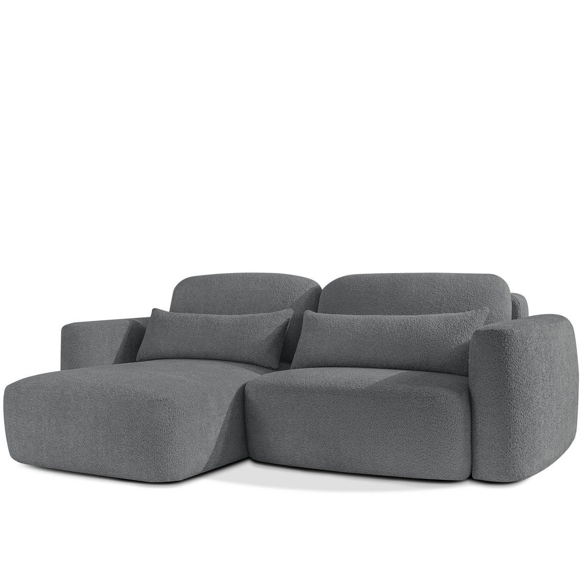 ECKSOFA links ELOSA - Dunkelgrau, Holz/Textil (245/165cm) - KONSIMO®
