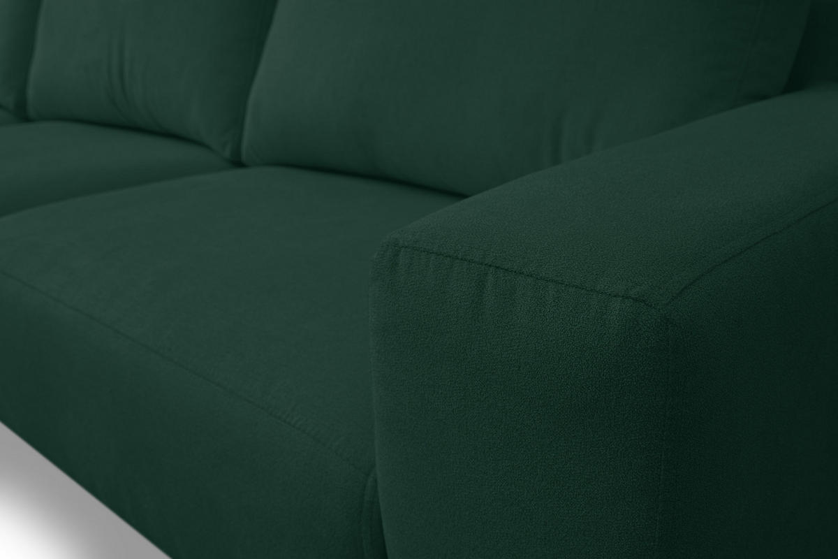 ECKSOFA Aspen in L-Form, Coach Farbe: Grün, Velourstoff, Ottomane Links - Grün, Textil (187/312cm) - VENASI MÖBEL