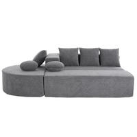 WOHNLANDSCHAFT Chenille Grau mit Kissen - Grau, Textil (263/66/171cm) - WISHDOR