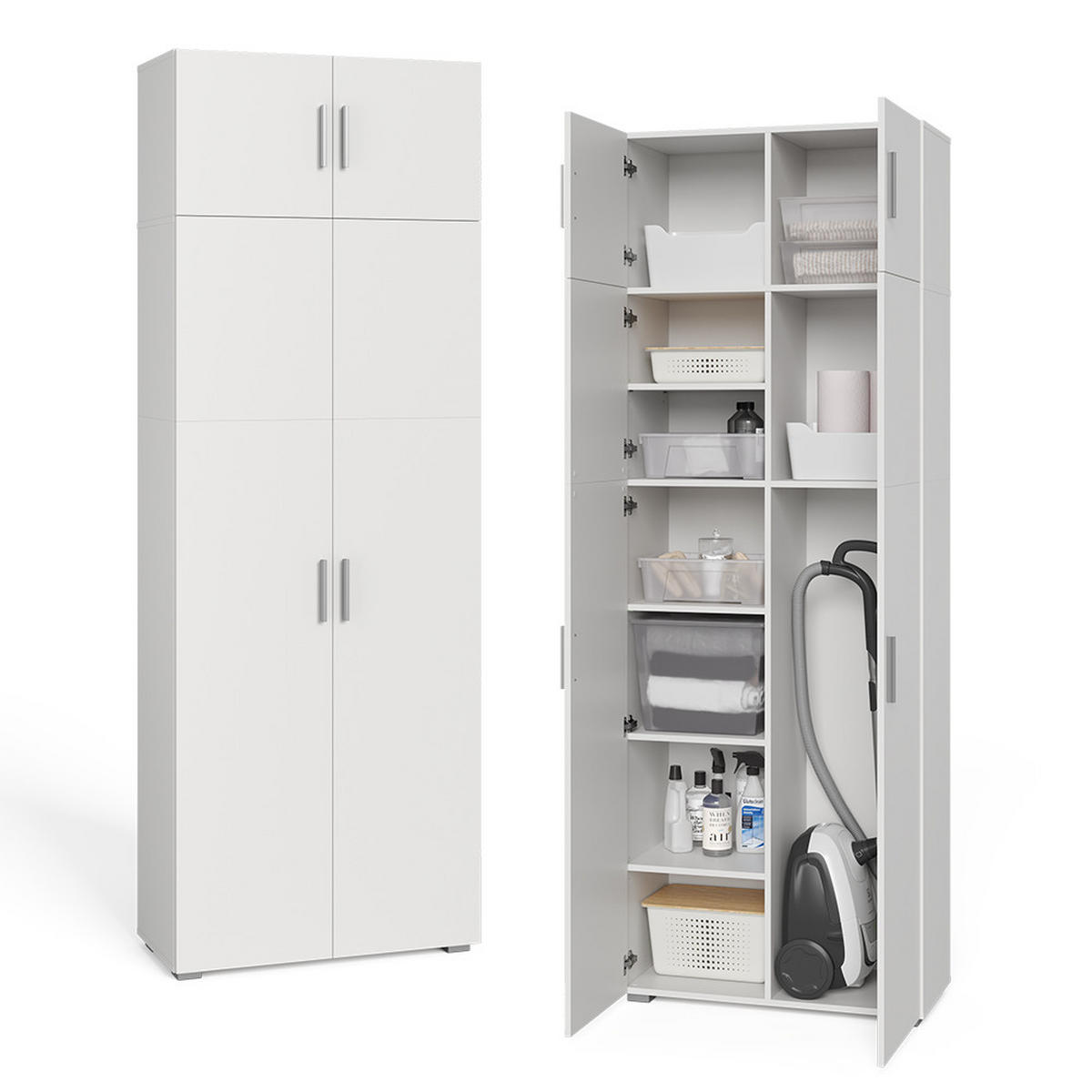 UNIVERSALSCHRANK Ingo Weiß 80 x 182.4 cm mit Schrankaufsatz - Weiß, Holzwerkstoff (80/182.4/37cm) - Vicco