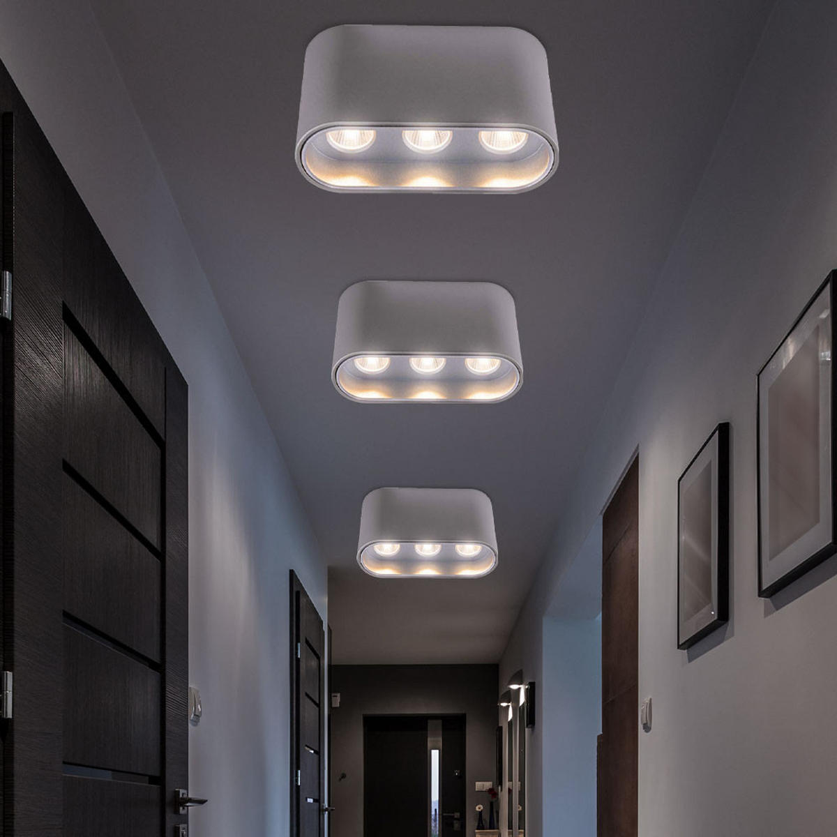 LED DECKENLEUCHTE Aluminium Grau 2er Set - Grau, Metall (10.5/3.8/6.4cm) - Globo Lighting