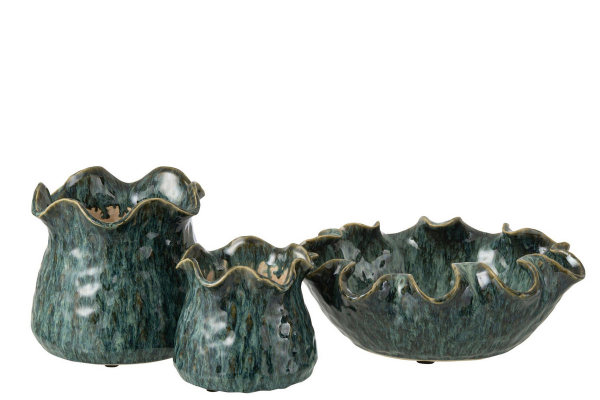 BLUMENTOPF RONNY UNREGELMÄßIG Blau - Blau, Keramik (20.5/18cm) - J-Line