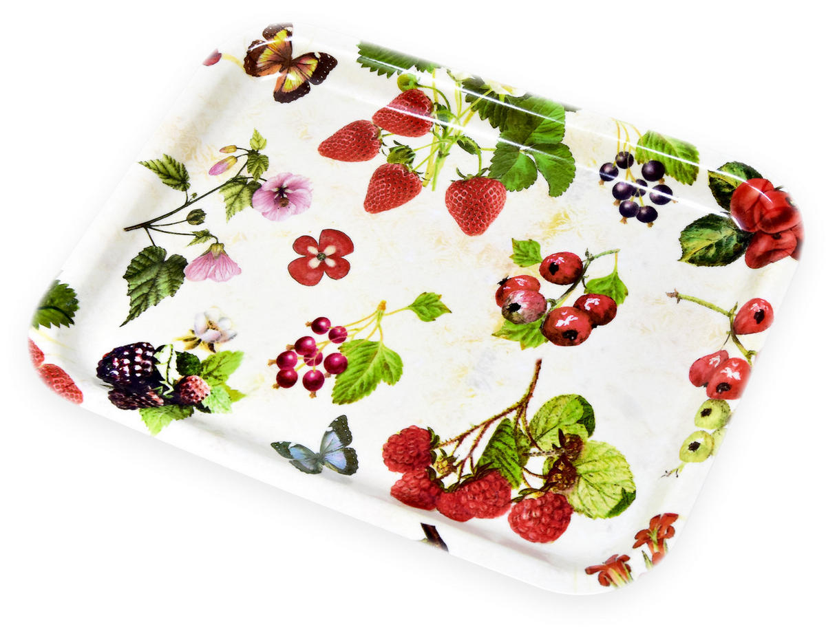 TABLETT Waldbeeren, rechteckige Melamin Serviertablett 31x23 cm - Beere, Kunststoff (23/2/31cm) - Lashuma