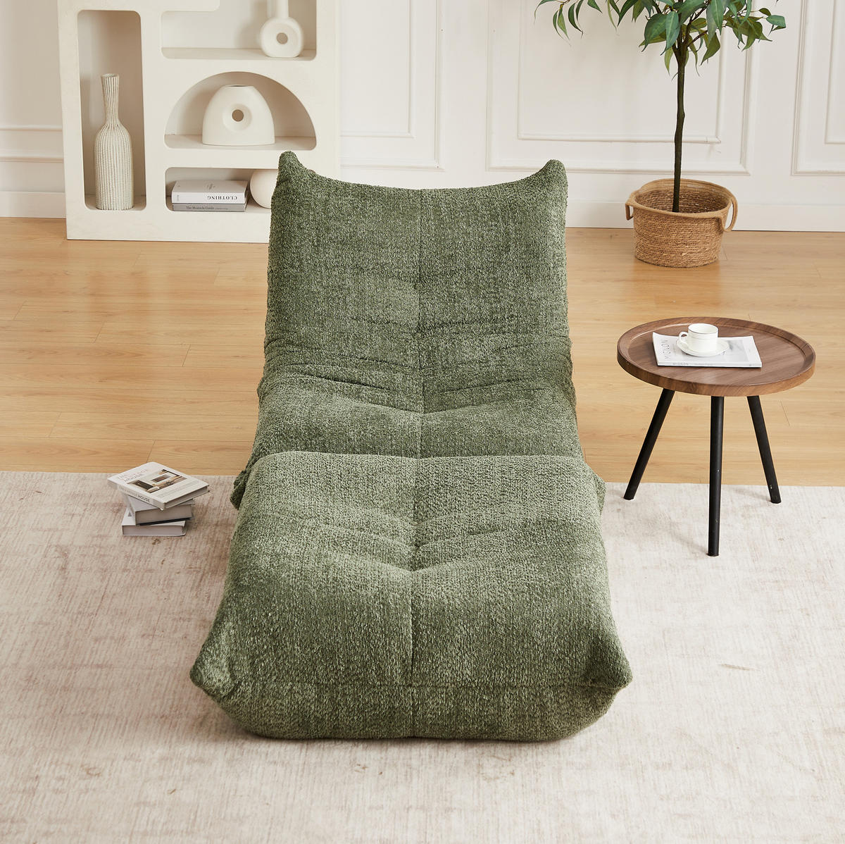 SCHLAFSESSEL mit Fußstütze Chenille Grün - Grün, Kunststoff (94/71/185cm) - Beauniv