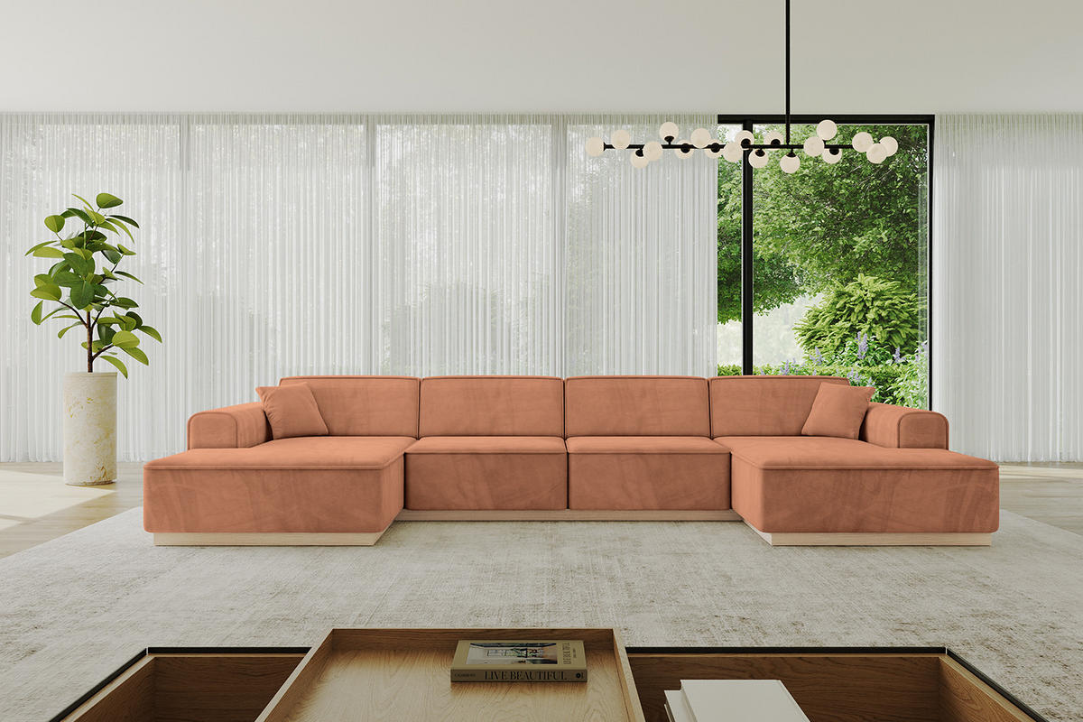 WOHNLANDSCHAFT IREA-U2 - 388x171x83 cm Koralle - Koralle, Holzwerkstoff/Textil (388/83/171cm) - ALTDECOR