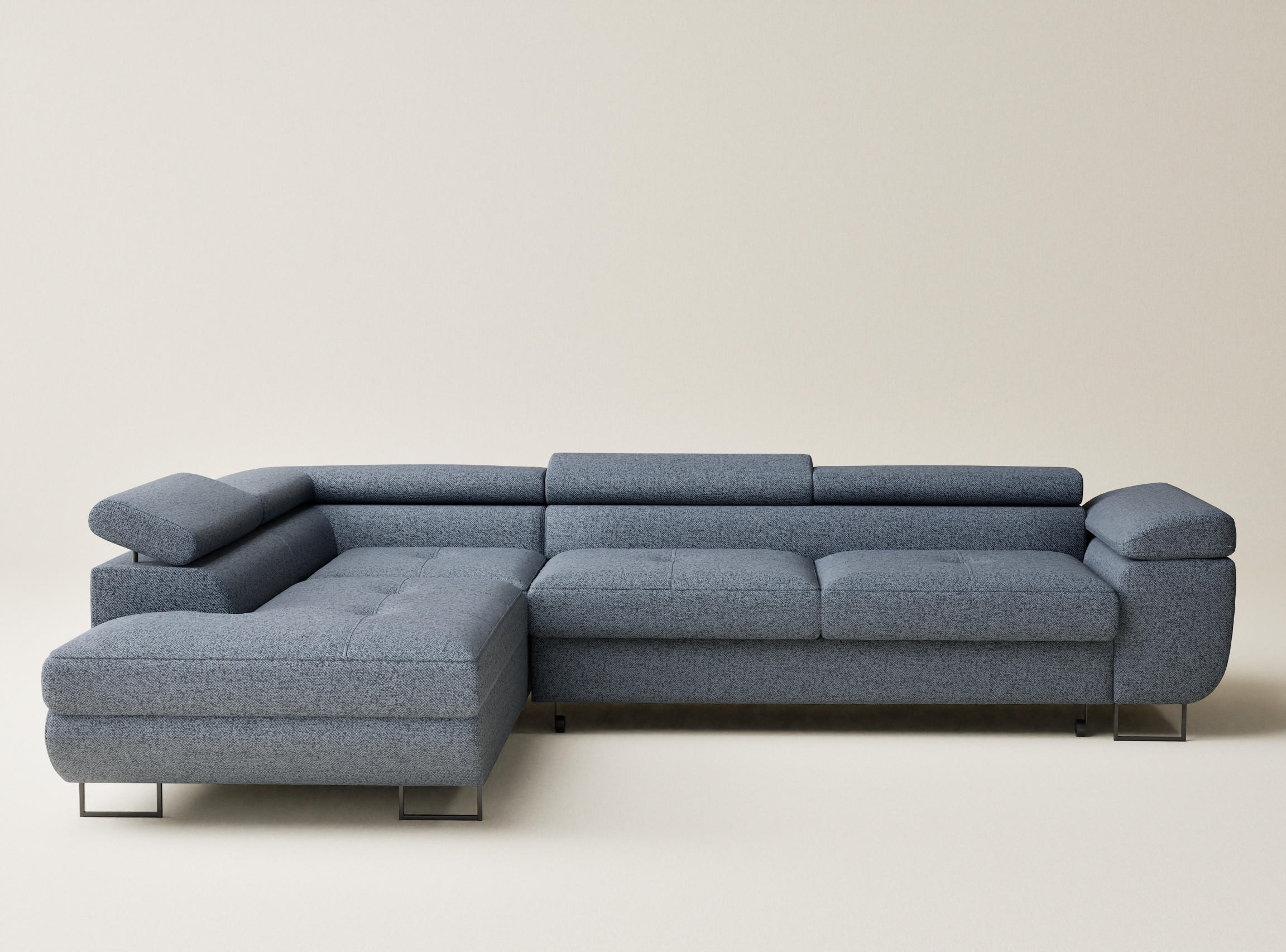 ECKSOFA MIT SCHLAFFUNKTION Concord Blau Grau Webstoff - Blaugrau/Schwarz, Holz/Holzwerkstoff (277/203cm) - Maison de Reve