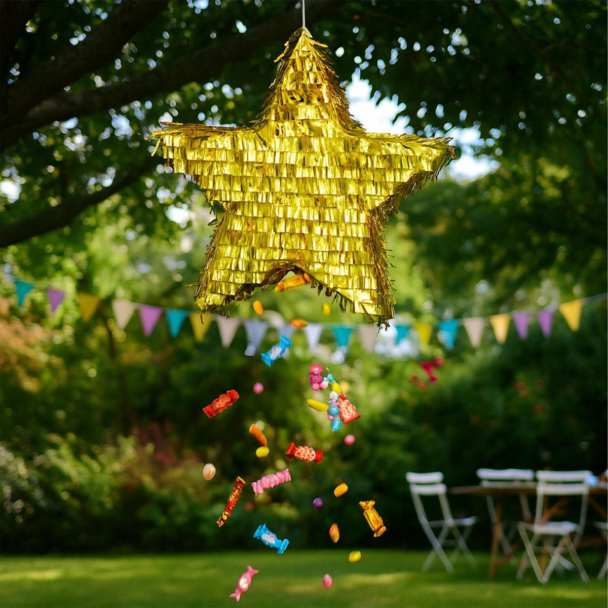 PINATA - Goldfarben, Papier/Wellpappe (45/43/9cm) - Relaxdays