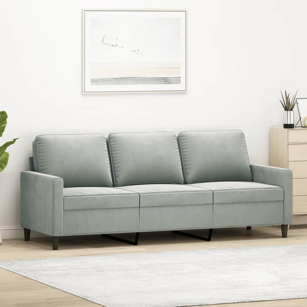 3-SITZER-SOFA Eppingen - Hellgrau, Naturmaterialien (198/80/77cm) - Nettlife