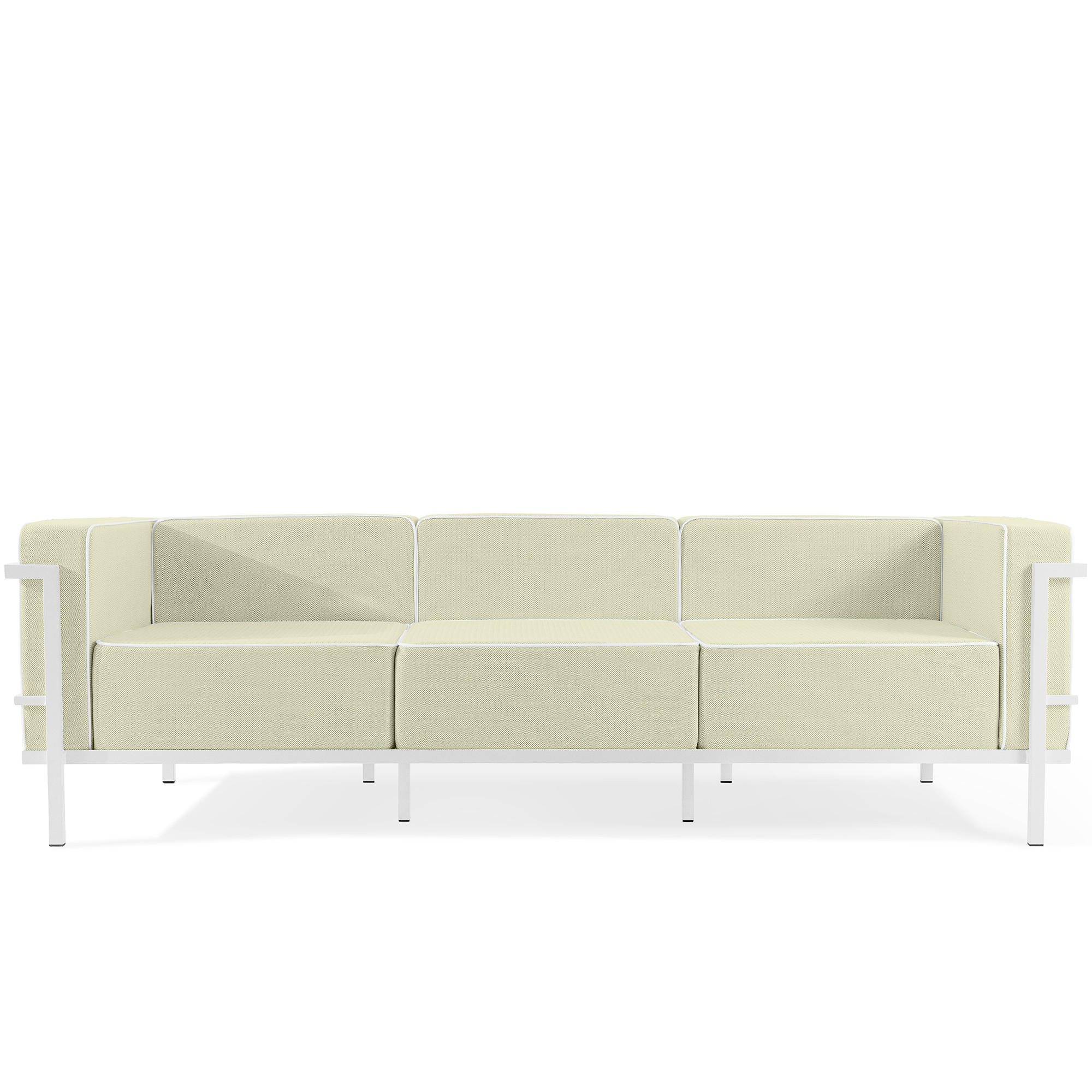 GARTENSOFA TRIGLO 3-Personen, Stahlrahmen, Modern, Weiß - Weiß/Hellgrün, Textil/Metall (229/70/69cm) - KONSIMO®