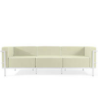 GARTENSOFA TRIGLO 3-Personen, Stahlrahmen, Modern, Weiß - Weiß/Hellgrün, Textil/Metall (229/70/69cm) - KONSIMO®