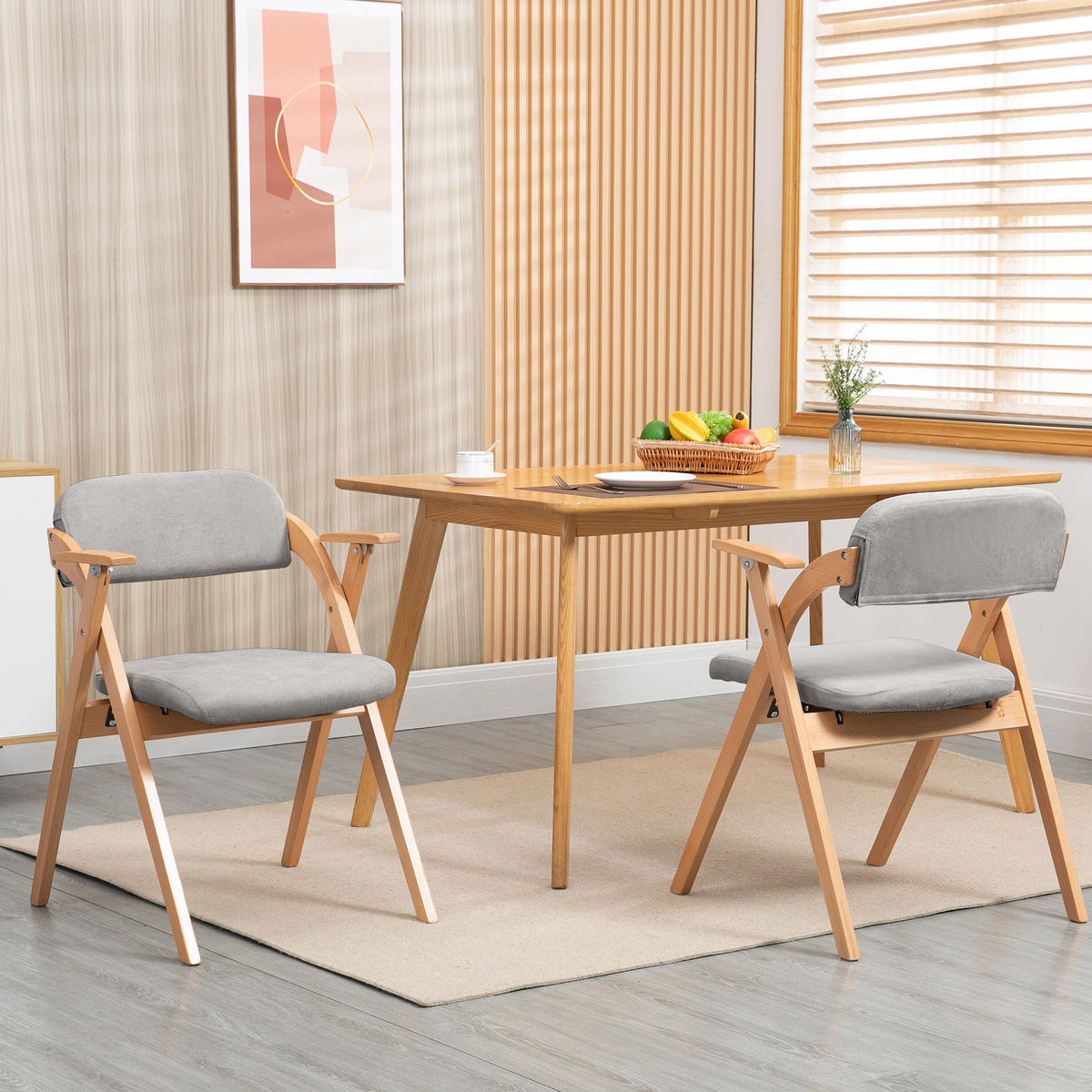 KLAPPSTUHL mit Armlehnen 2er-Set Buchenholz Grau - Grau, Holz (60/79/52.5cm) - Meubliv