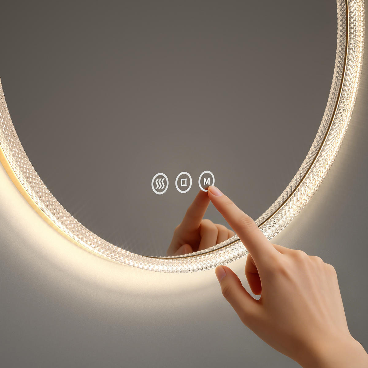 BADSPIEGEL Runder mit Beleuchtung Gold ф60 cm - Goldfarben, Glas (60/4.3/60cm) - EMKE