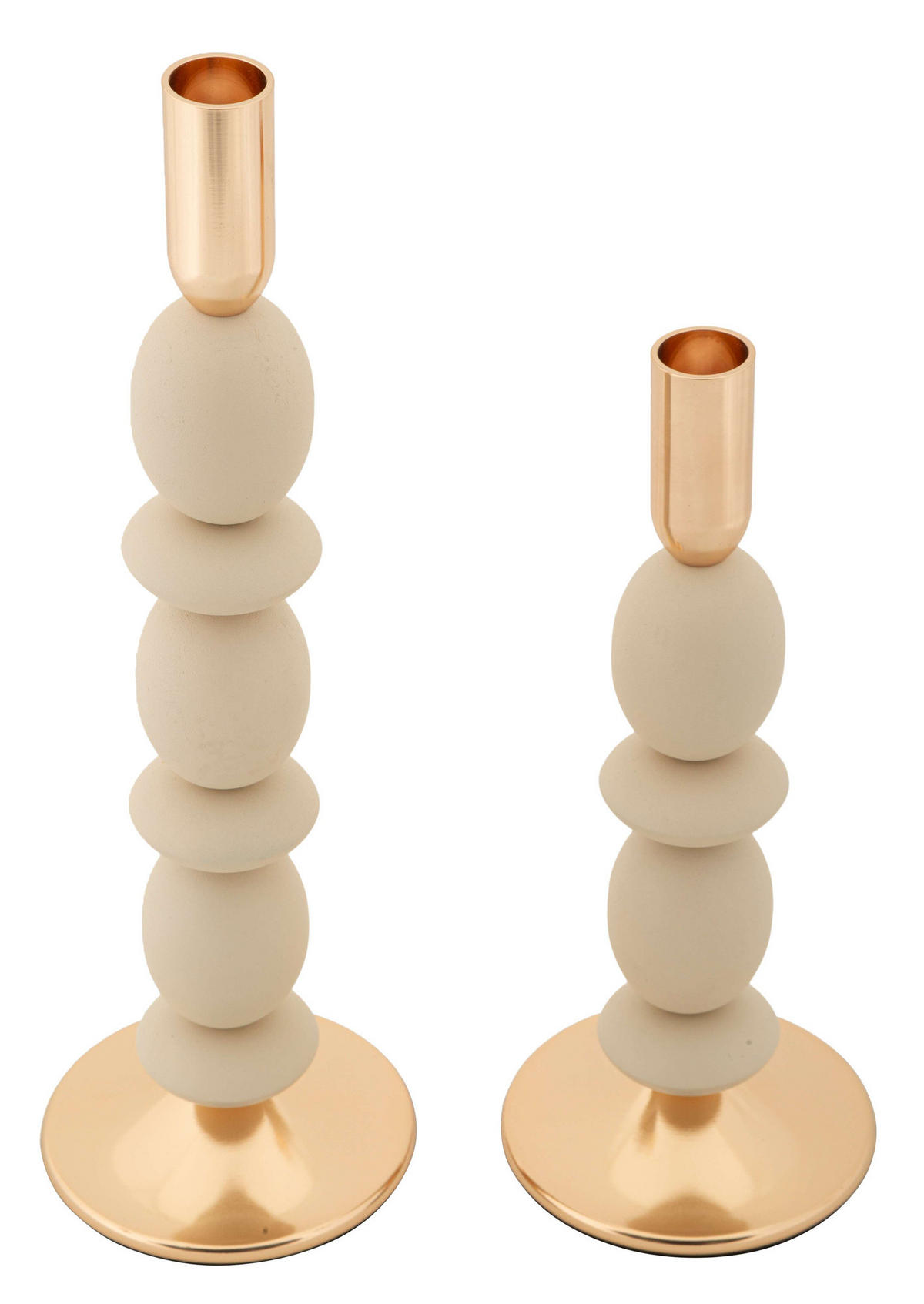 KERZENHALTER H. und Shuttle - Beige, Metall (10/33.5/10cm) - Mauro Ferretti