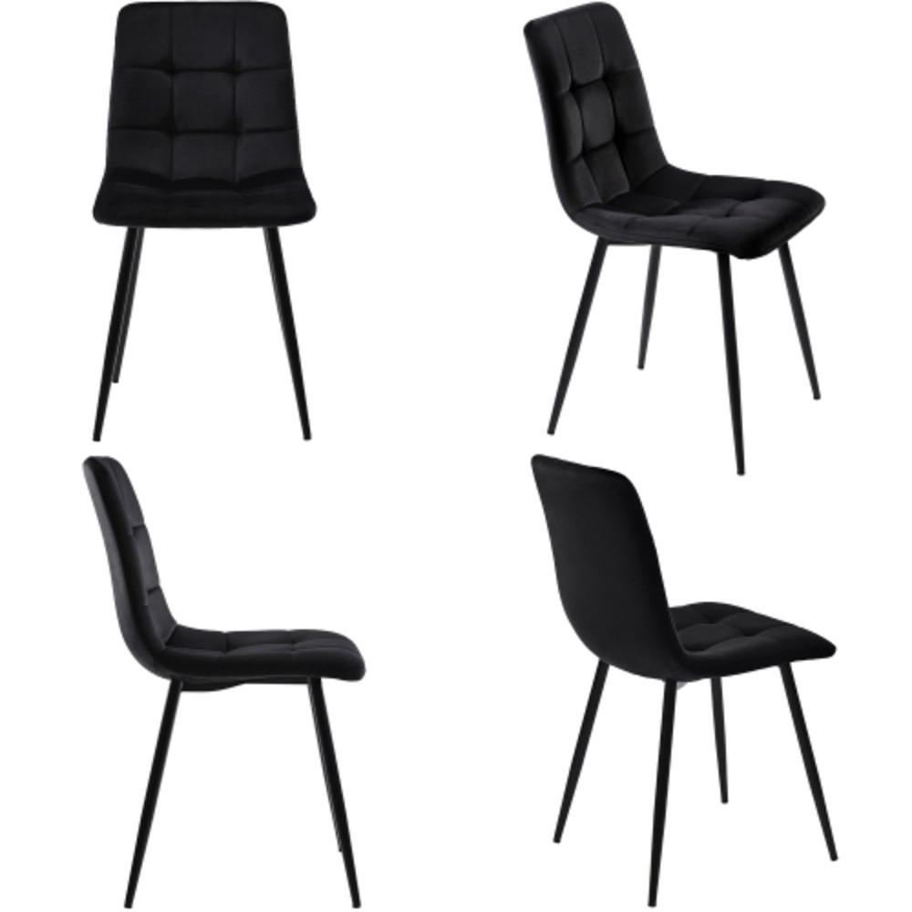 STUHL 4er-Set mit Metallbeinen, ergonomisch gepolsterter Ess- und Küchenstuhl für Wohnzimmer, schwarz - Schwarz, Textil (46/86/44cm) - Luhomfu