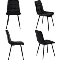 STUHL 4er-Set mit Metallbeinen, ergonomisch gepolsterter Ess- und Küchenstuhl für Wohnzimmer, schwarz - Schwarz, Textil (46/86/44cm) - Luhomfu