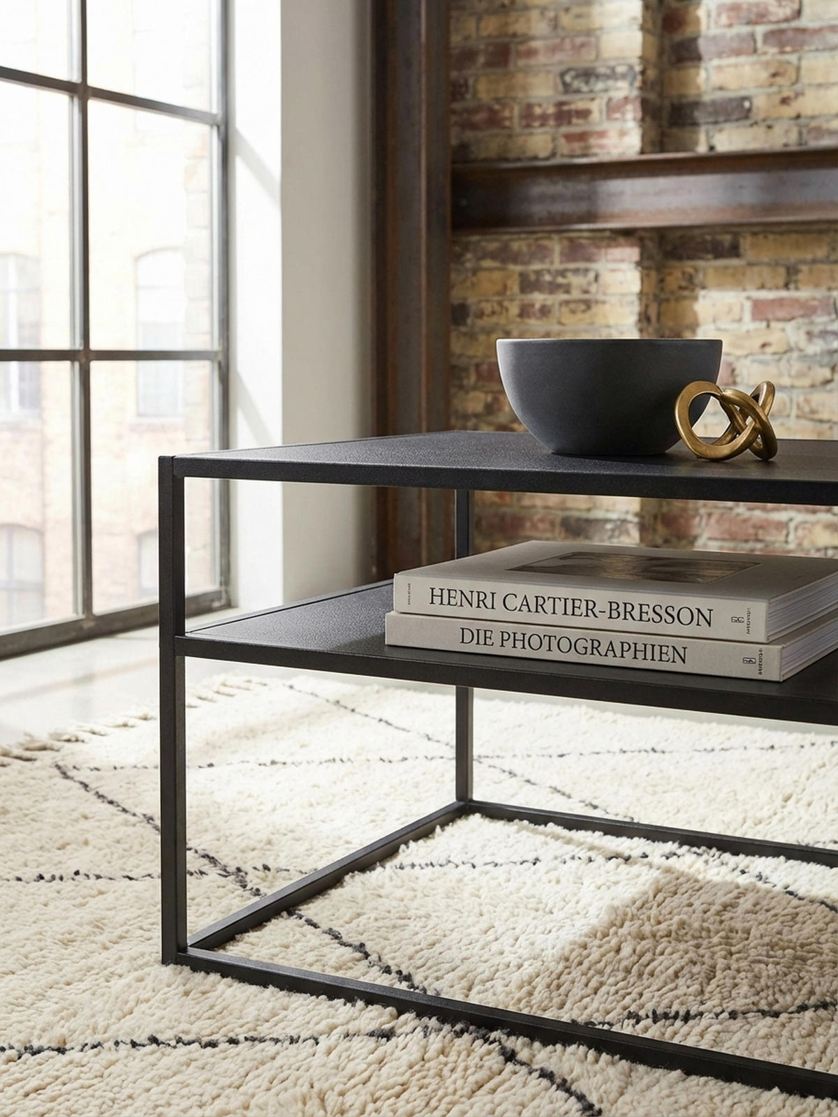 COUCHTISCH Grau Metall, Industrial-Stil mit Stauraum, Robuste Verarbeitung, Maße: 100 x 60 x 45 cm - Schwarz, Metall (60/100/45cm) - KADIMA DESIGN