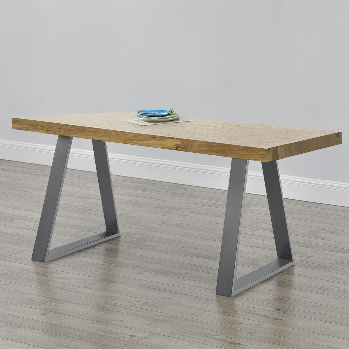 TISCHGESTELL-SET 2-TLG. Eschau - Grau, Metall (70/72/10cm) - [en.casa]