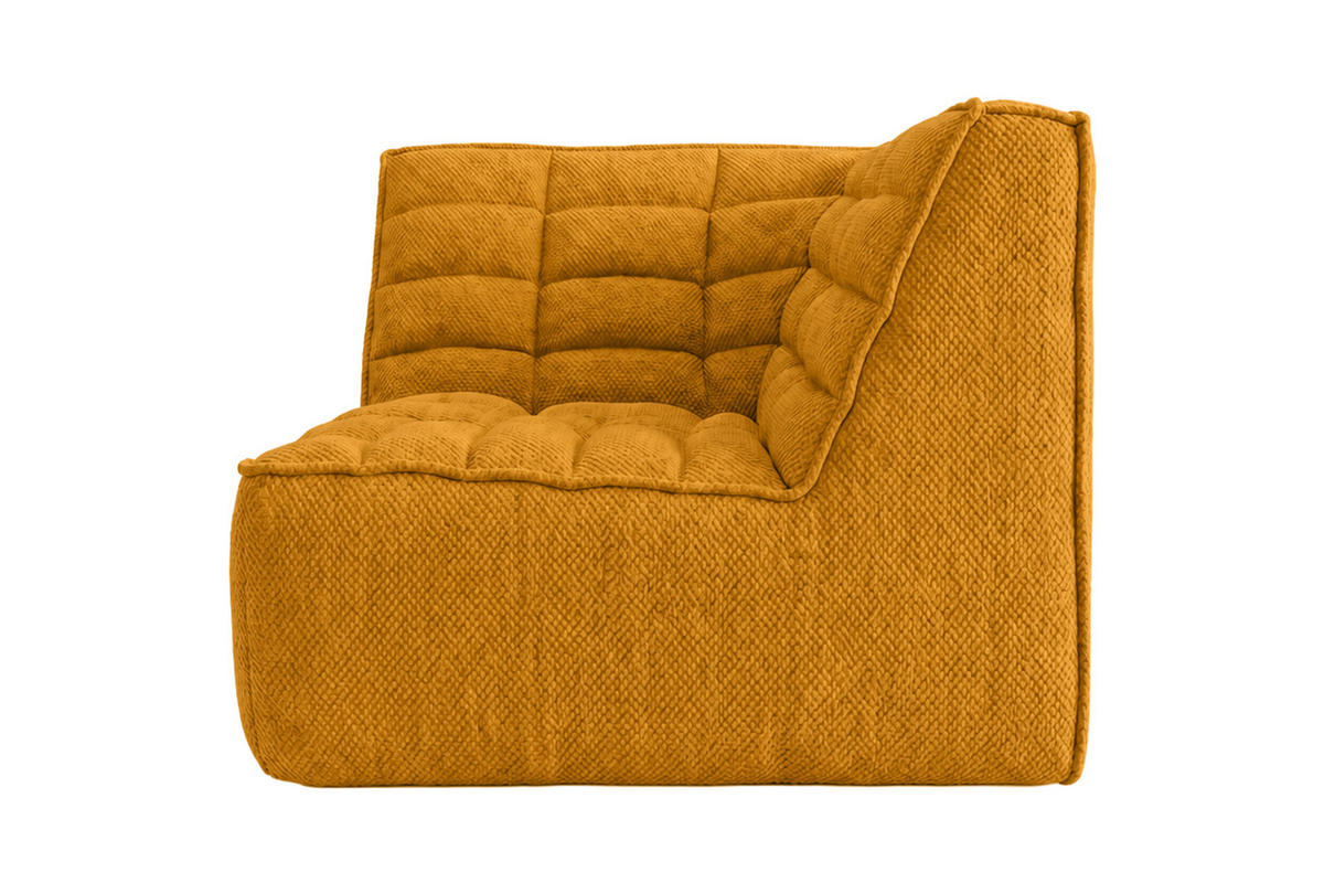 ROHOVÝ MODUL, plyšová tkanina Pop, Hořčicová, LAZY - žlutá, dřevo (93/76/93cm) - Kaiser Möbel