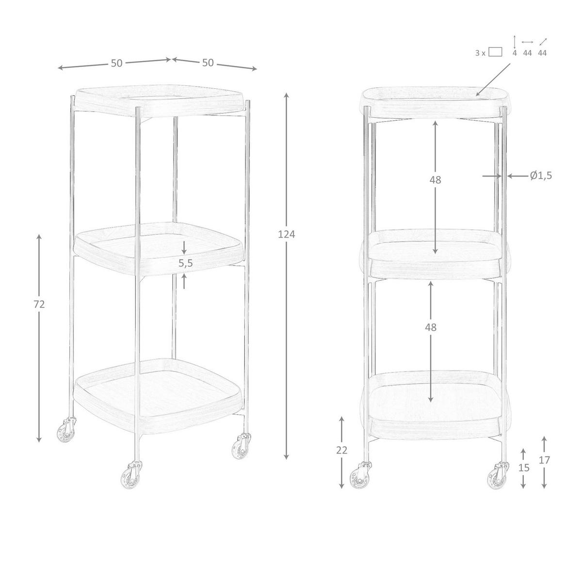 MINIBAR-SERVIERWAGEN aus Nussbaumholz und schwarzem Stahl 50/50/124 cm - Walnussfarben/Schwarz, Naturmaterialien/Holz (50/124/50cm) - ANGEL CERDA
