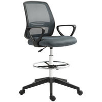 BÜROSTUHL DE-05184 Mit Armlehnen, Fußring & Netzbespannung Grau - Grau, Kunststoff (66/120/68cm) - ComfortXL