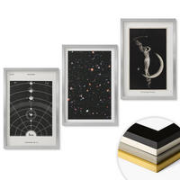 WANDBILDER 3er Set - 40x60 cm Silberner Rahmen - Nachtdarstellung des Sonnensystems - Silberfarben, Kunststoff (40/60cm) - ArtPrintCave