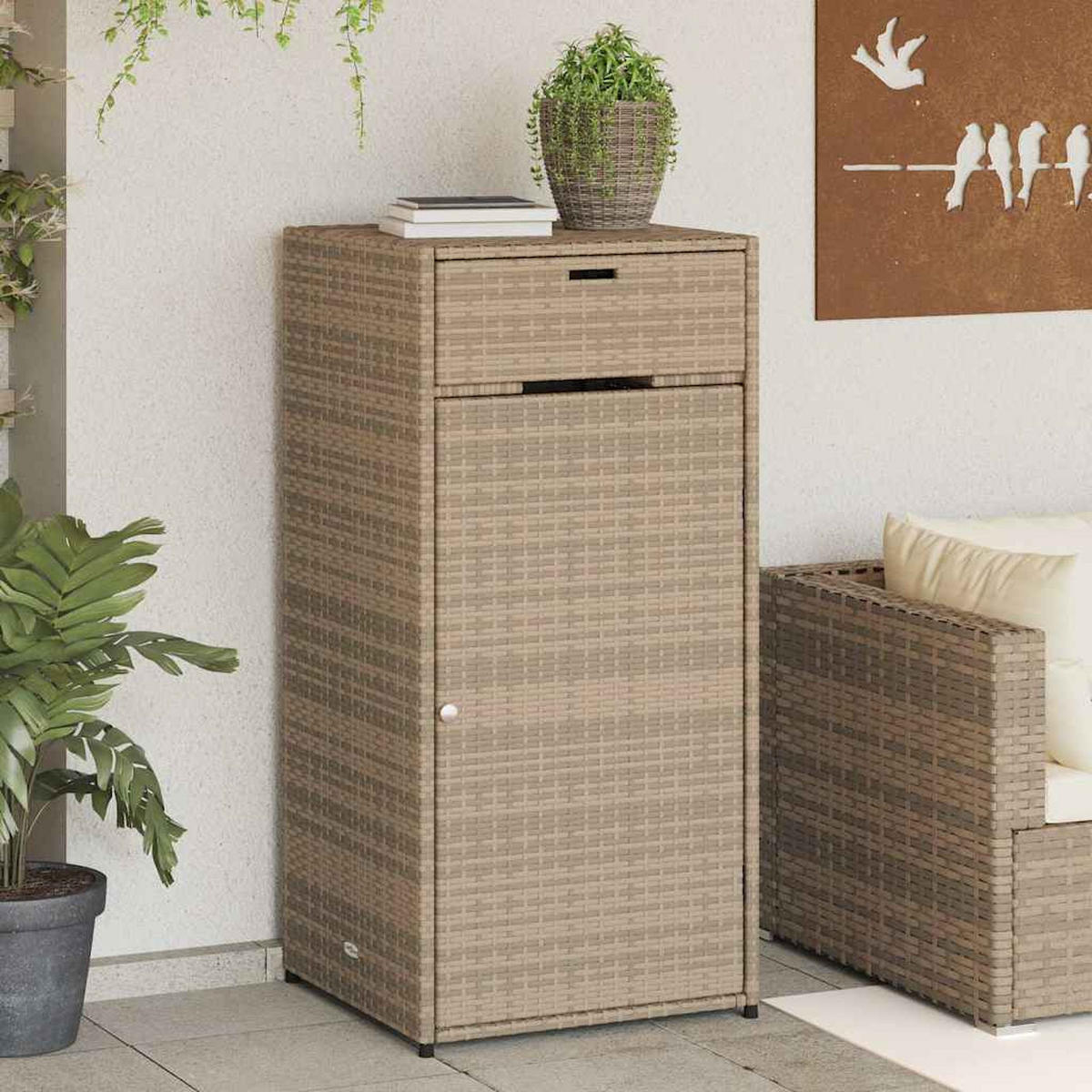 GARTENSCHRANK Beige 55/55/111 Cm Poly Rattan - Beige, Kunststoff (55/111/55cm) - vidaXL