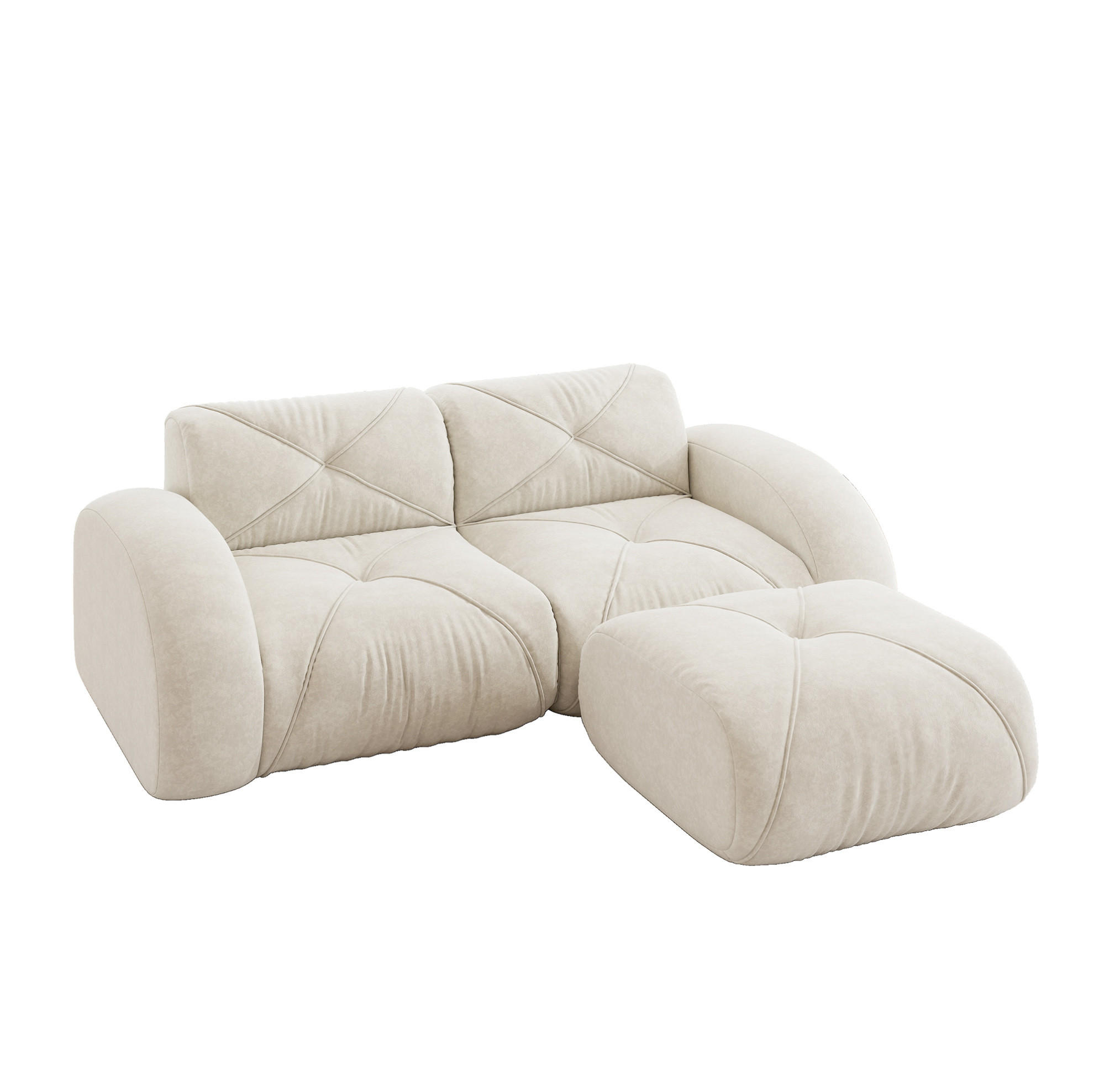 SOFA modular mit Hocker Chenille White 3-tlg. - Weiß, Kunststoff (171/204cm) - Meubliv