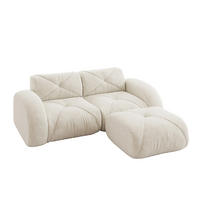 SOFA modular mit Hocker Chenille White 3-tlg. - Weiß, Kunststoff (171/204cm) - Meubliv