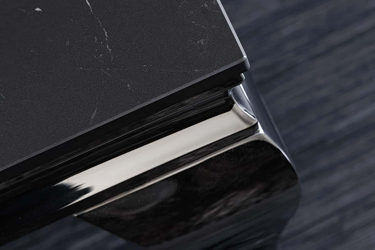 COUCHTISCH MODERN BAROCK Stein Schwarz 100 cm - Silberfarben/Schwarz, Stein/Metall (60/100/45cm) - riess-ambiente