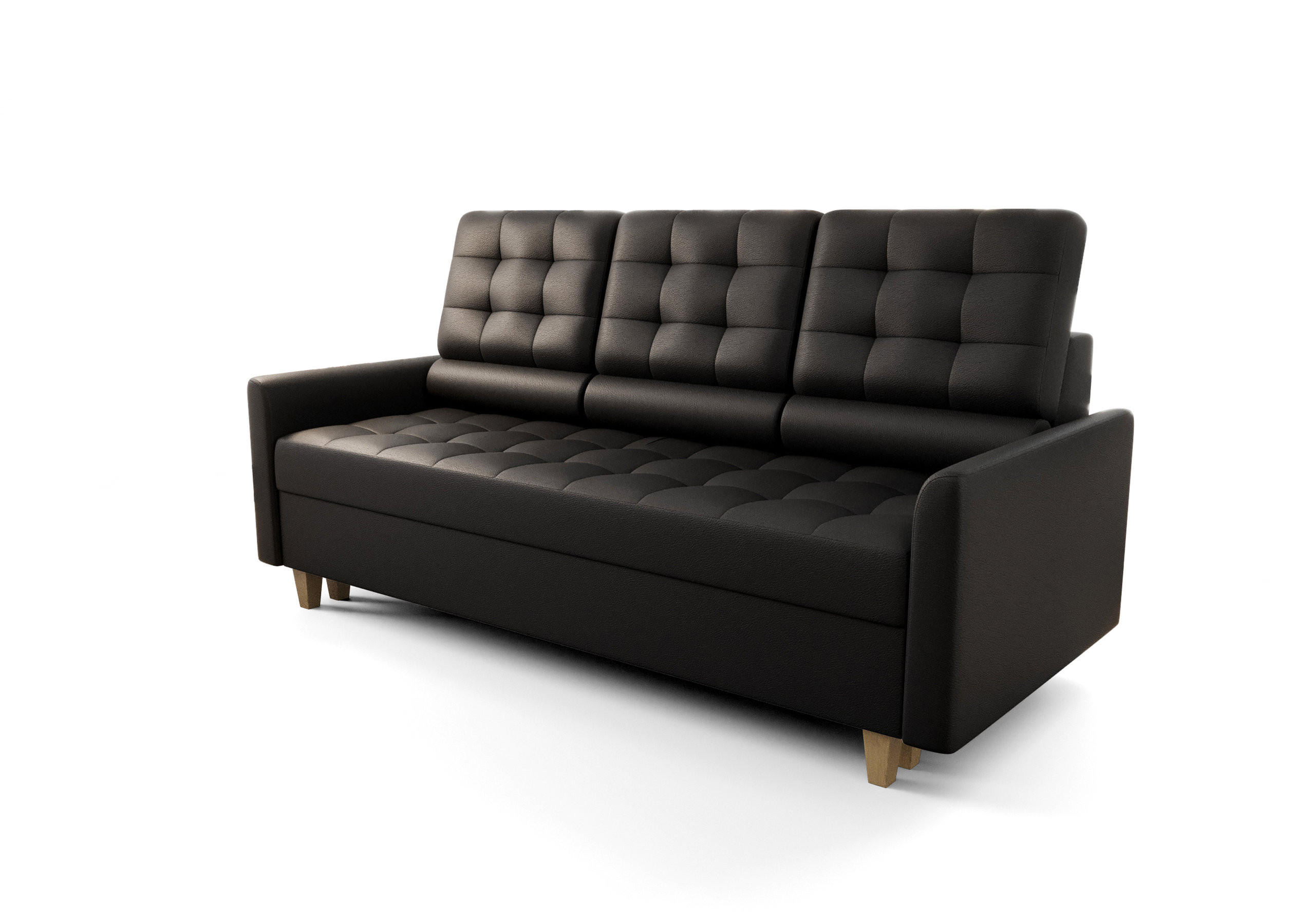 SCHLAFSOFA KONGO 03, Sofa mit Schlaffunktion, Farbe: Schwarz, Kunstleder - Schwarz, Textil (215/103/96cm) - O-Sofa