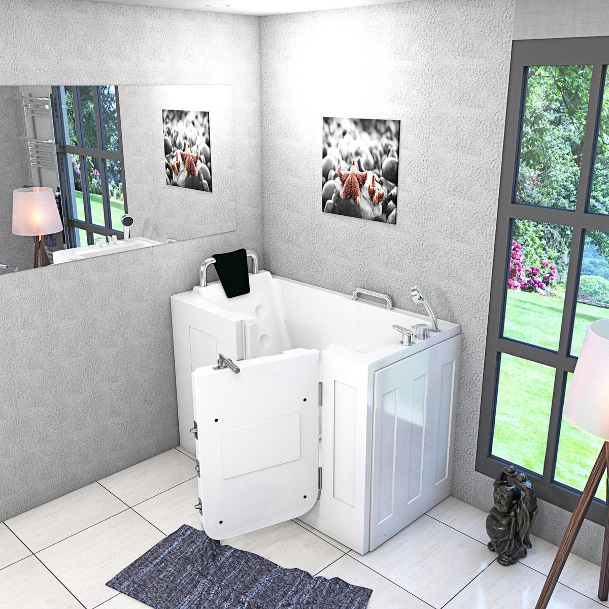 SENIOREN Sitzwanne mit Tür S07-A-R - Weiß, Glas/Kunststoff (140/116/76cm) - AcquaVapore by Sandra Jentho