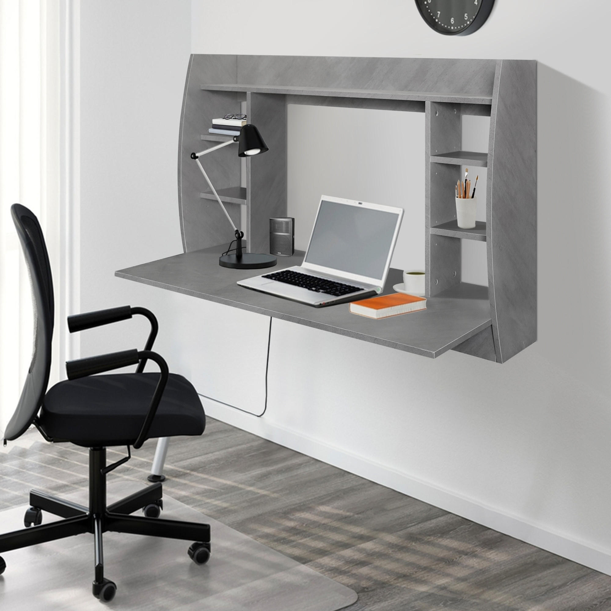 Thumbnail - Ml-Design Wandschreibtisch, Grau, Holzwerkstoff, 48x75x110 cm, Arbeitszimmer, Schreibtische, Schreibtischkombination