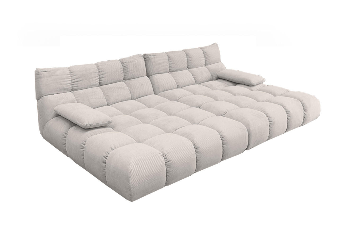 BIG SOFA VIVIEN Silber Cord - Silberfarben/Schwarz, Kunststoff/Textil (296/85/178cm) - KAWOLA