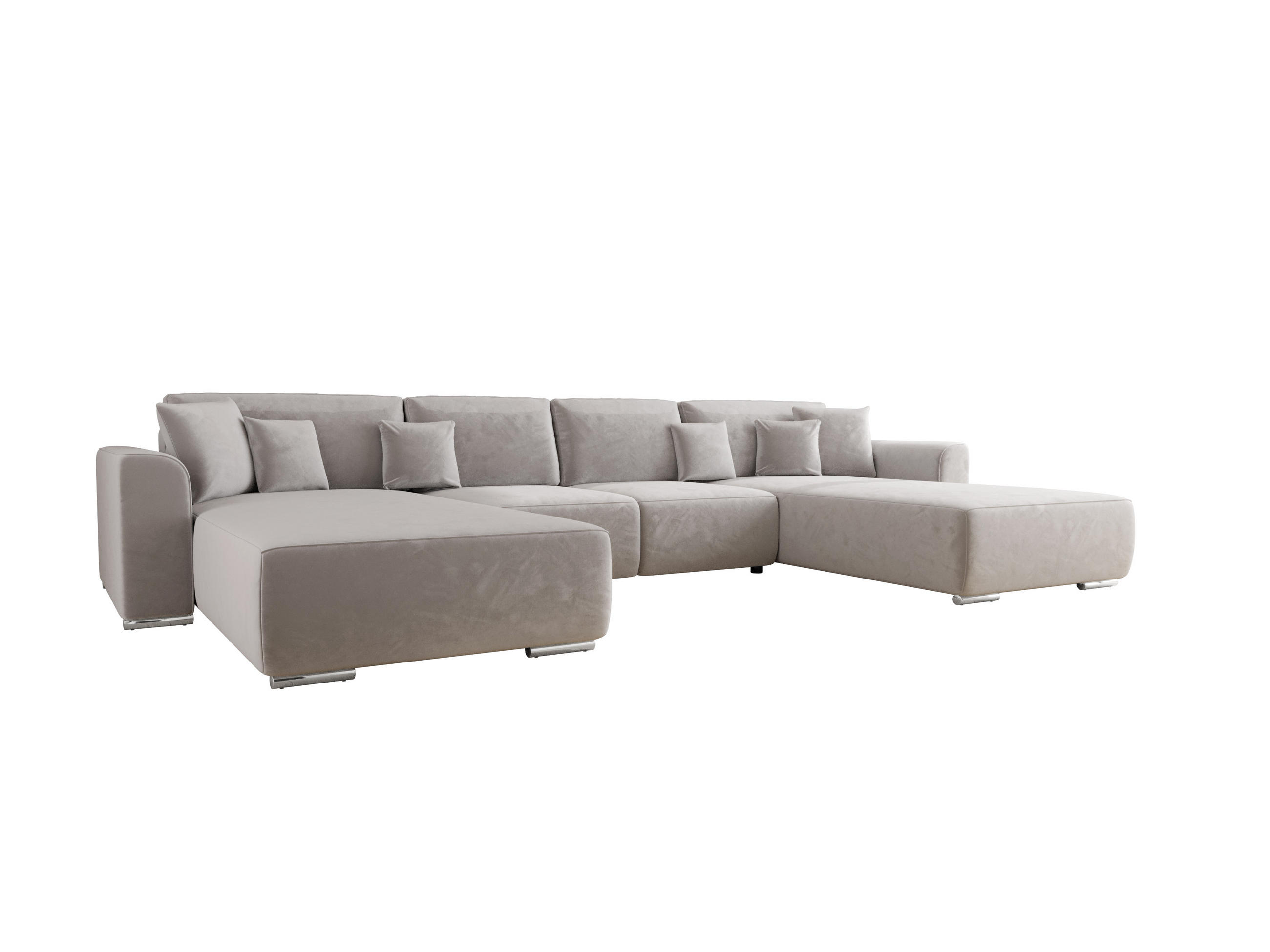 WOHNLANDSCHAFT GUSTO U Monolith 84 mit Schlaffunktion - Silberfarben, Textil (368/85/193cm) - Bedante