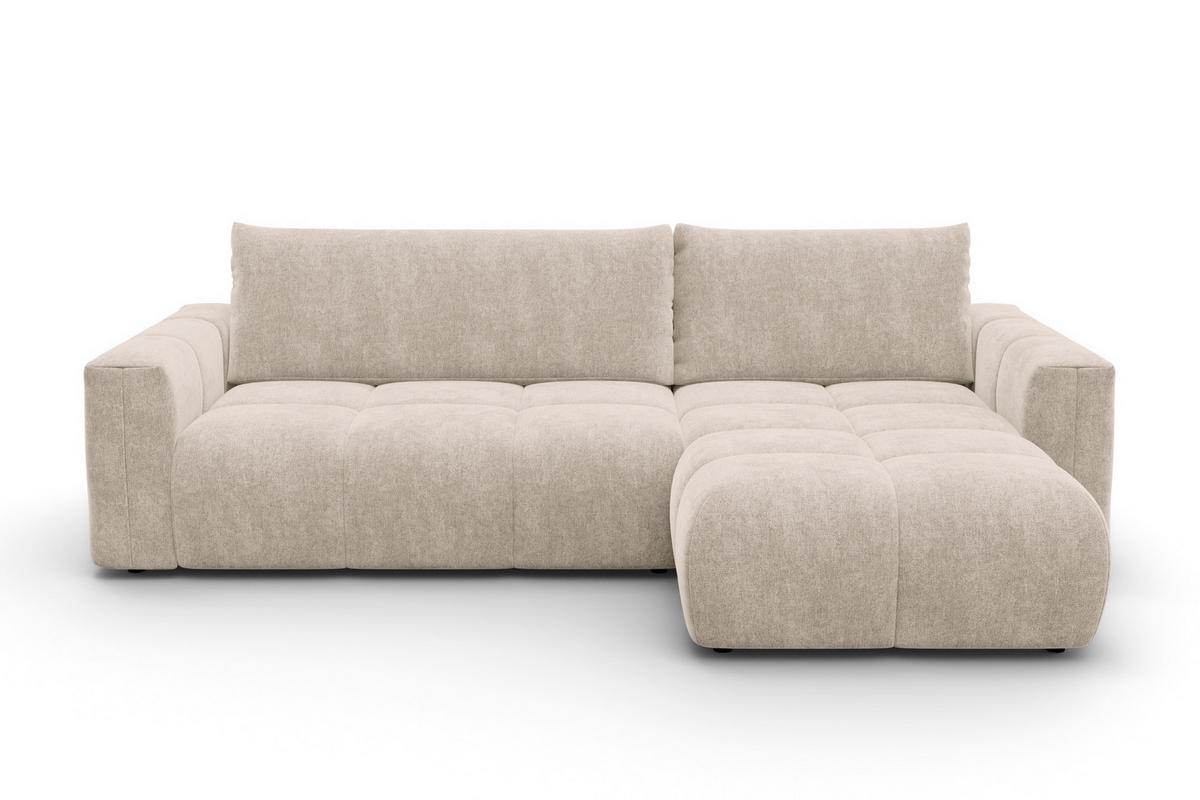 ECKSOFA VERONA 4-Sitzer rechts, Beige - Beige/Schwarz, Holz/Textil (266/173cm) - Courtois Laville