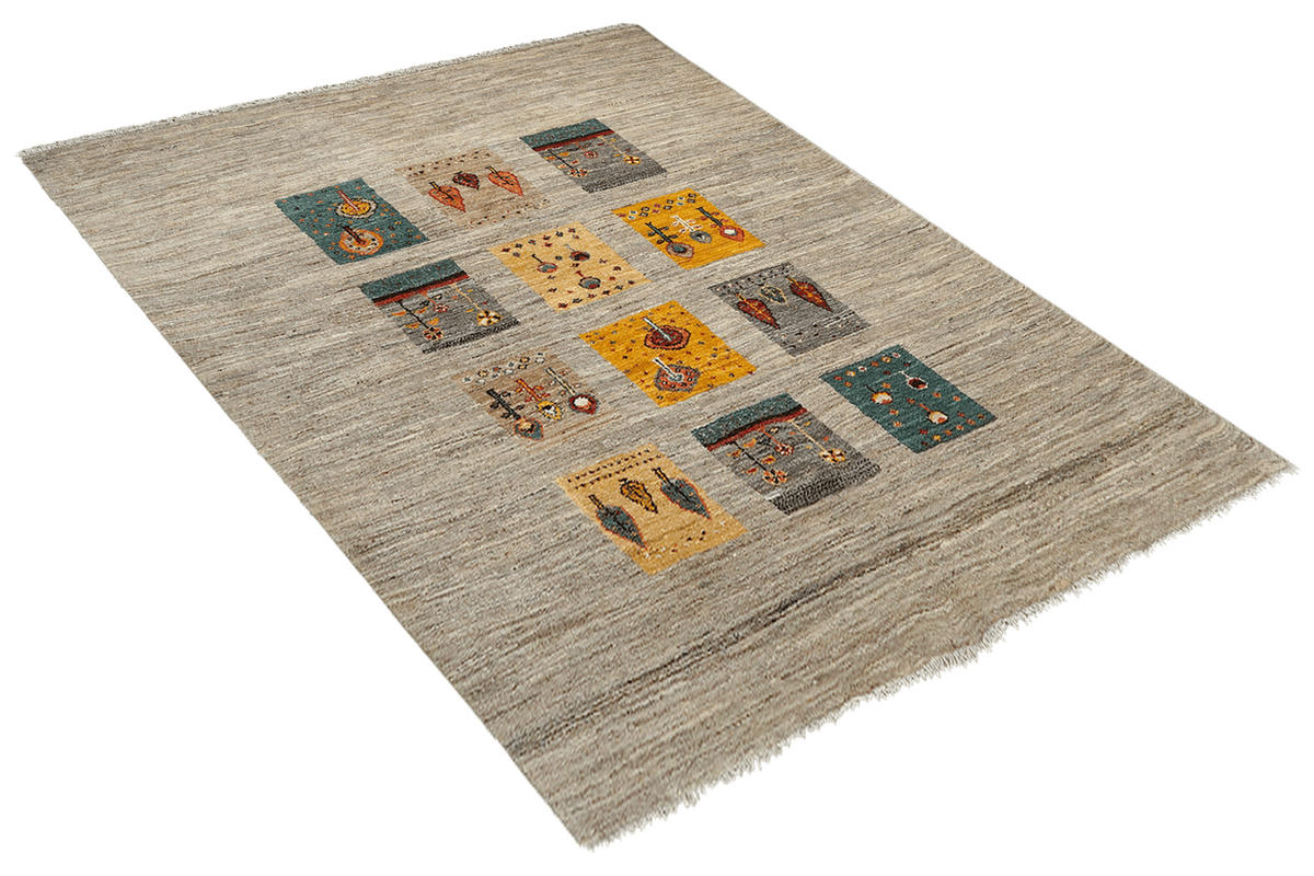 GABBEH-TEPPICH handgeknüpft Rizbaf Beige 211/158 cm Schurwolle - Beige, Textil (158/211cm) - Looma