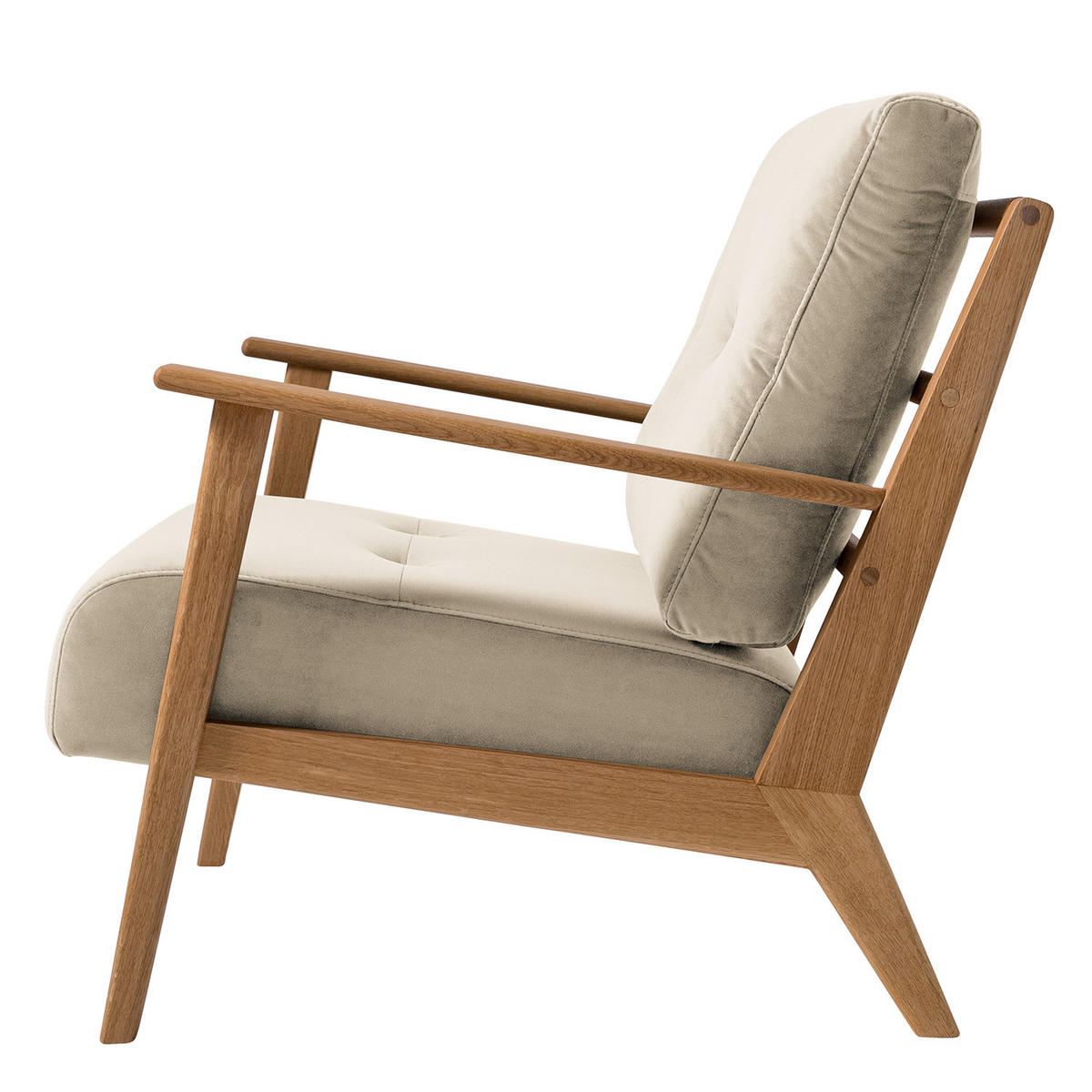 SESSEL - Beige/Braun, Eichenholz/Holz (83/80/75cm) - home24