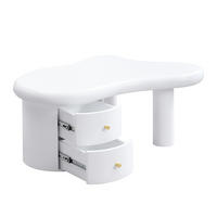 COUCHTISCH Weiß unregelmäßig mit 2 Schubladen - Multicolor, Metall (97/64/42cm) - SHOPENTRA