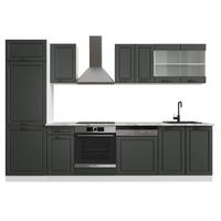 KÜCHENZEILE R-Line Anthrazit Landhaus/Weiß 300 cm ohne AP - Anthrazit/Weiß, Holzwerkstoff (300/81.6/46cm) - Vicco