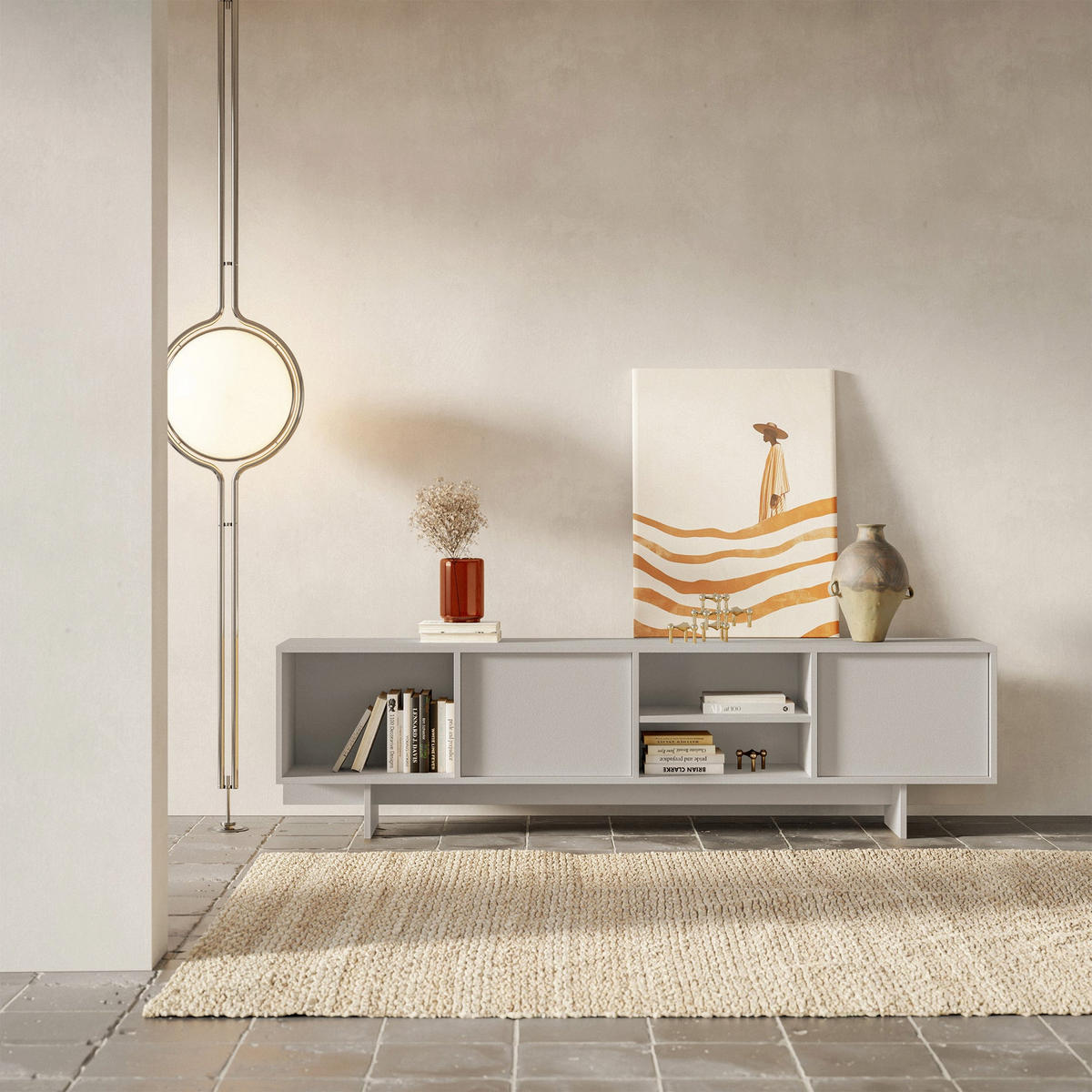 TV-STOLEK Sanva Kašmír 200 cm - kašmírová, kompozitní dřevo (200/55/35cm) - Selsey