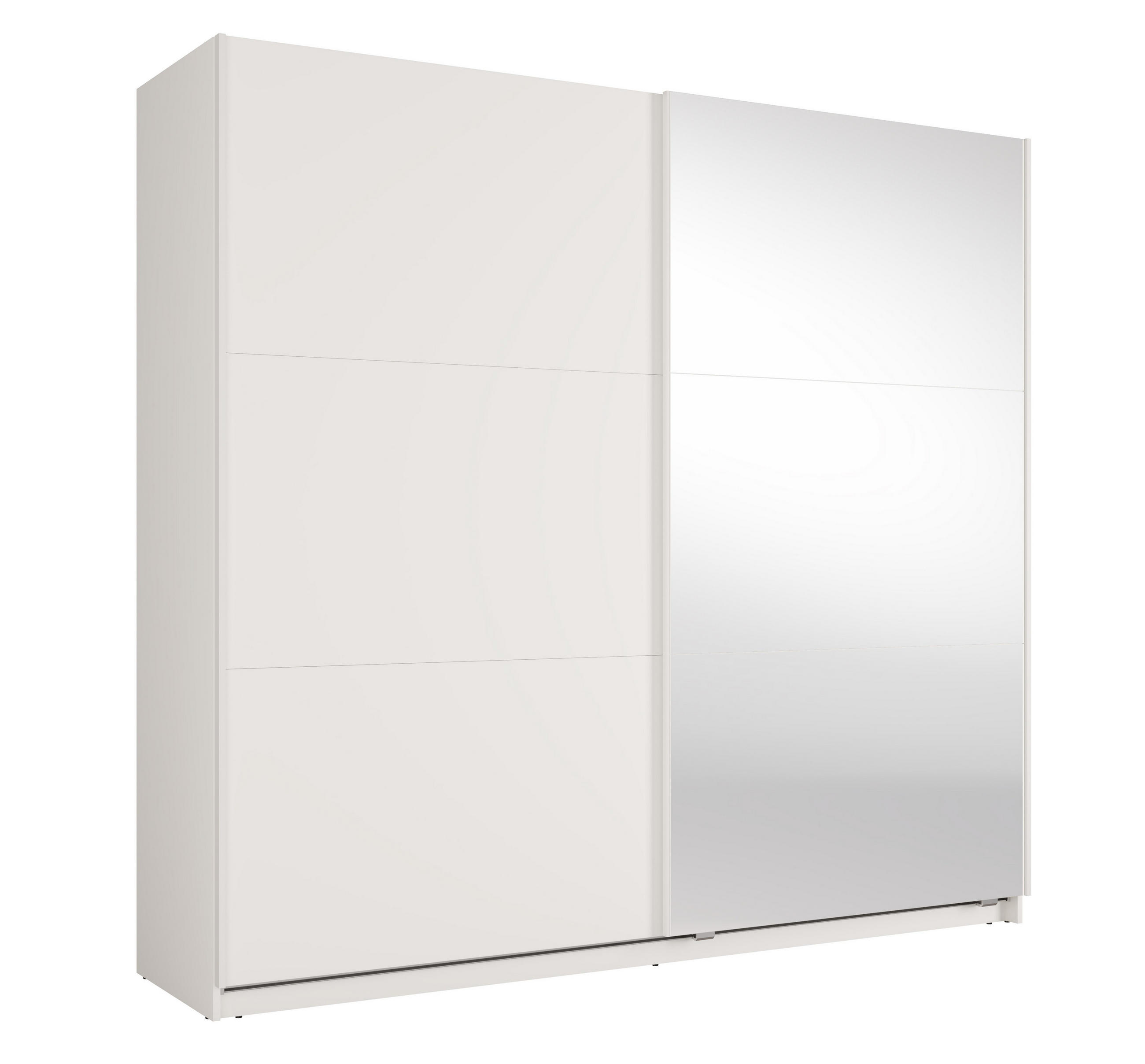 SCHWEBETÜRENSCHRANK Lunoria 221 cm Weiß mit Spiegel - 221/207/60 cm - Weiß, Holz/Holzwerkstoff (221/207/60cm)