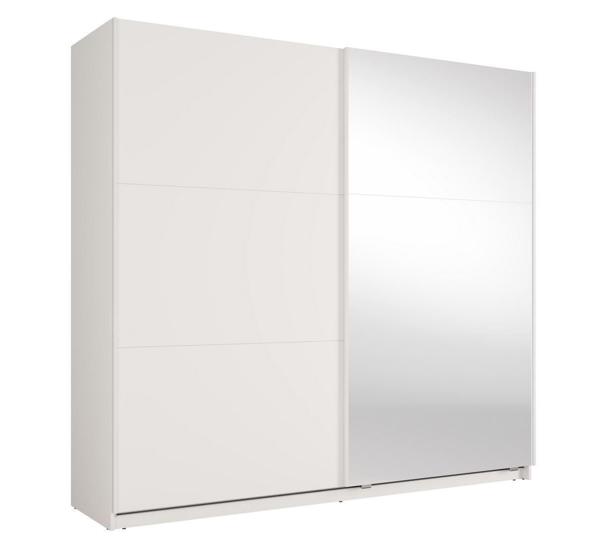 SCHWEBETÜRENSCHRANK Lunoria 221 cm Weiß mit Spiegel - 221/207/60 cm - Weiß, Holz/Holzwerkstoff (221/207/60cm)