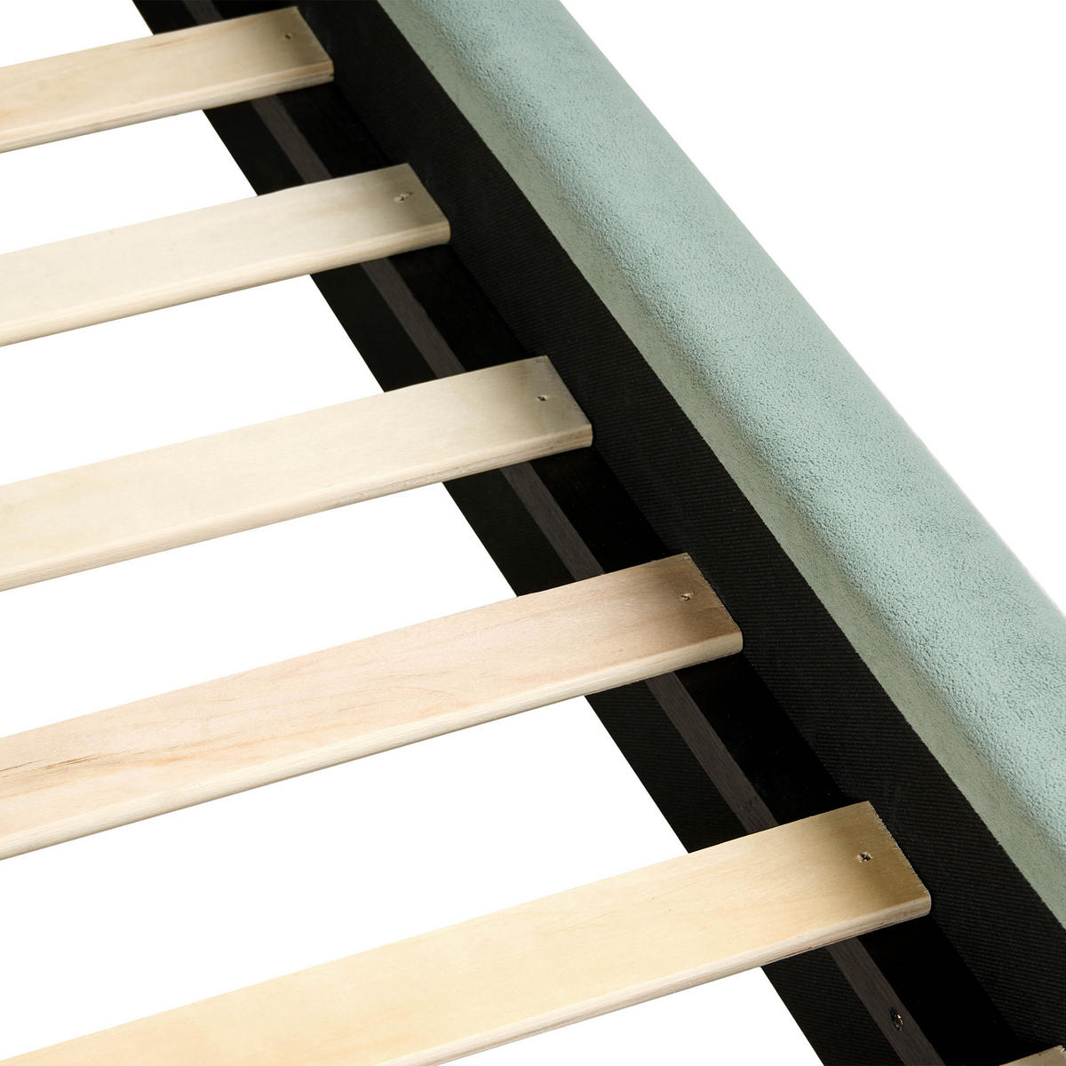 BETT mit Lattenrost 160/200 cm Mintgrün Bajonna - Schwarz/Mintgrün, Textil (160/200cm) - Beliani