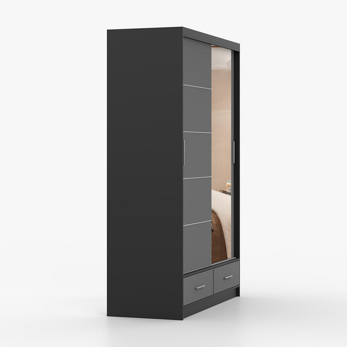 KLEIDERSCHRANK Florence 150 cm, 150/218/61, 2-türig, schwarz - Schwarz, Holzwerkstoff (150/218/61cm) - imoebel24