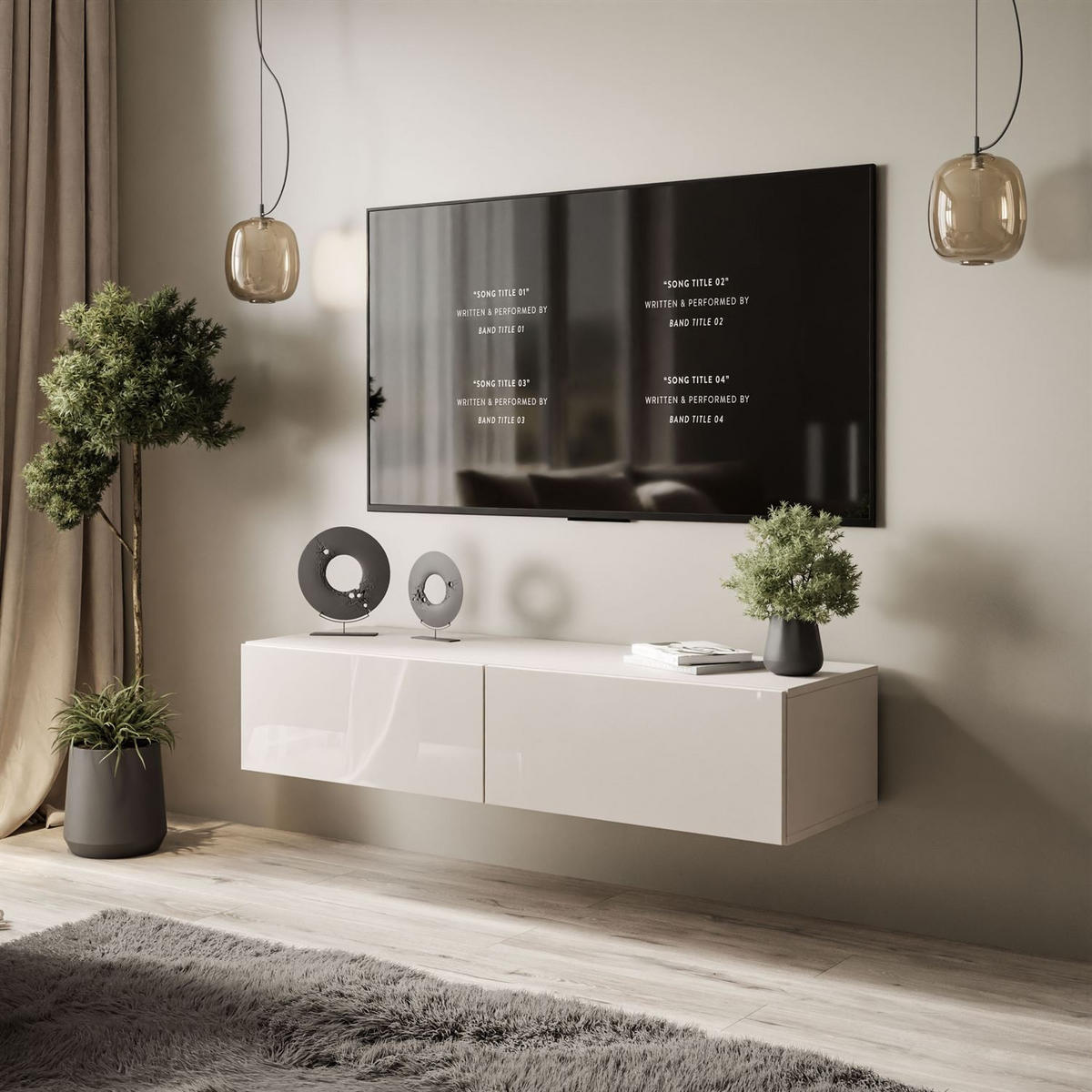 TV-SCHRANK CARMEN 125 hängend - Kaschmir, Holzwerkstoff (125/27/40cm) - Lookway