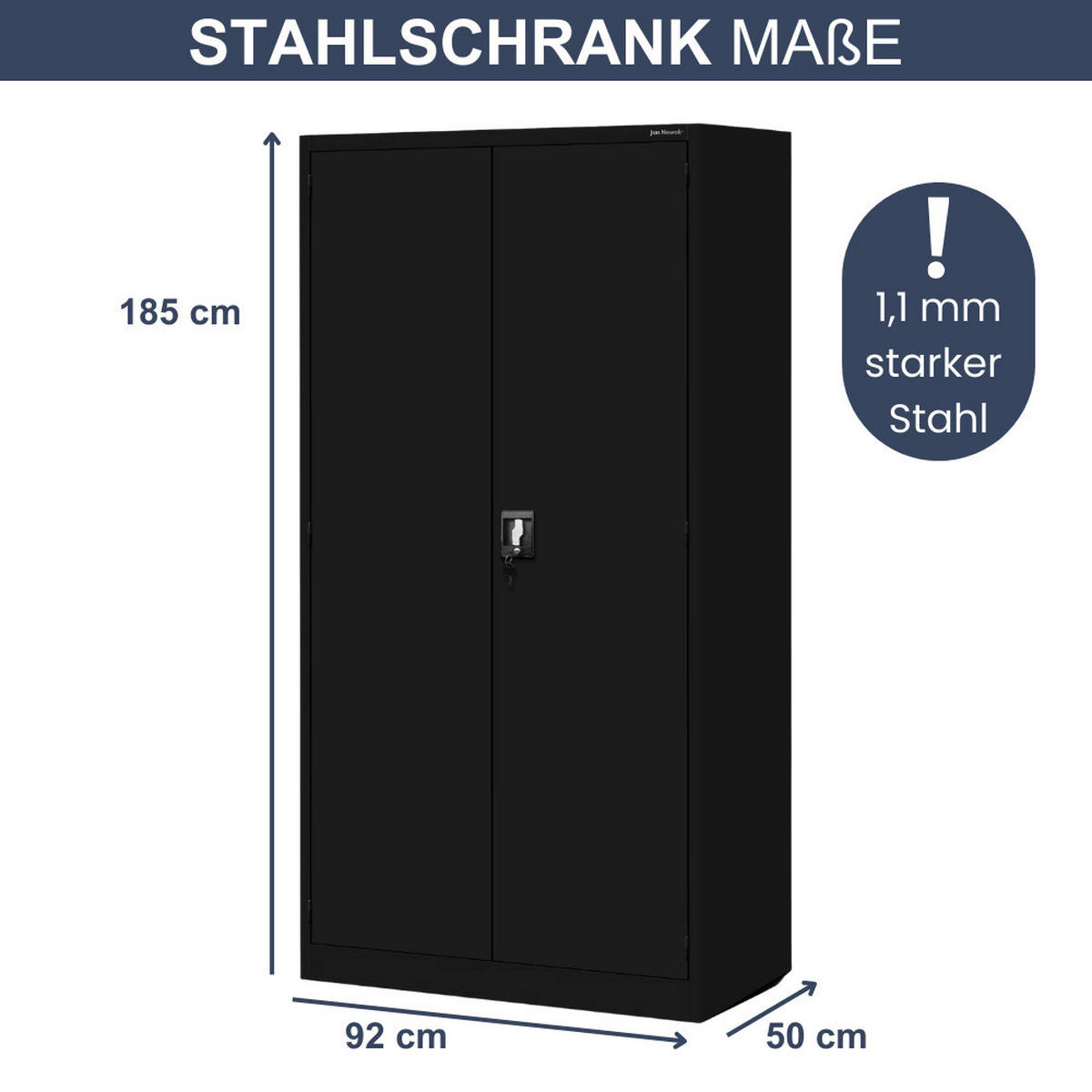 WERKZEUGSCHRANK mit Lochwand AESO 185x92x50cm Schwarz - Schwarz, Metall (92/185/50cm) - DELUKE