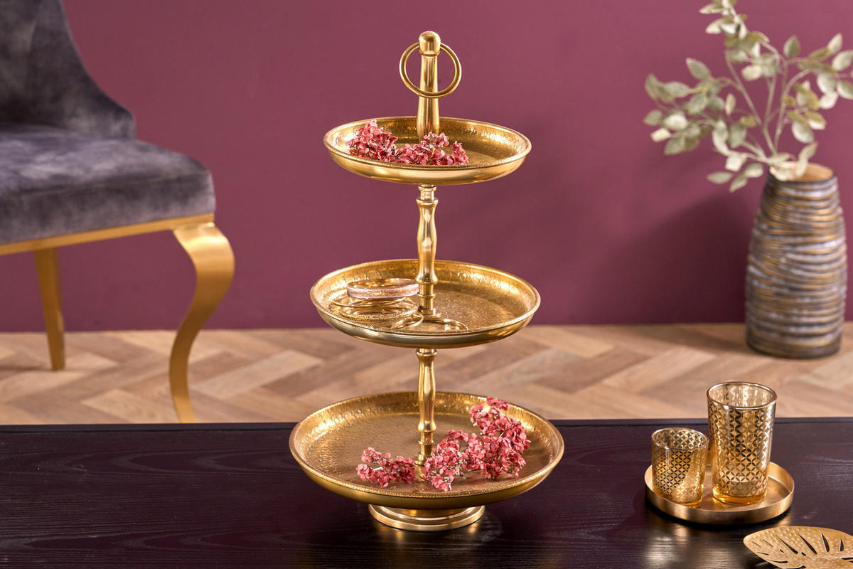 ETAGERE ORIENT Metall Gold 50 cm - Goldfarben, Metall (26/47cm) - riess-ambiente