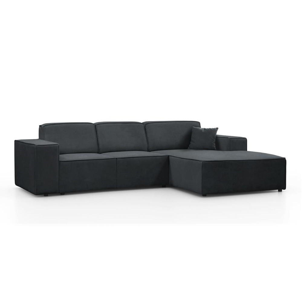 ECKSOFA ohne Schlaffunktion Pedro L dunkelgrau rechts - Dunkelgrau/Schwarz, Kunststoff/Textil (267/170cm) - Beautysofa