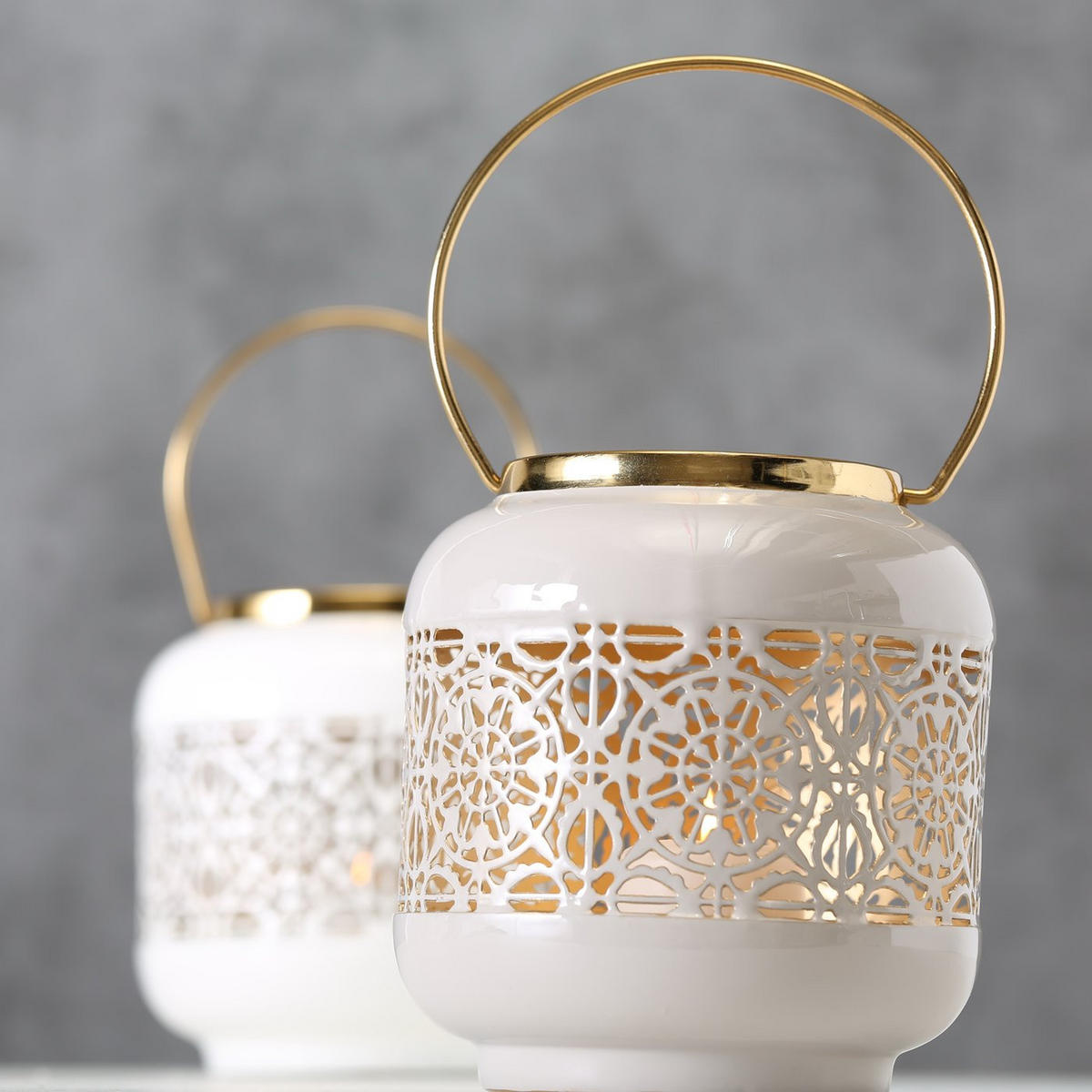 LATERNE Sami 15/15/16 cm - Weiß, Metall (15/16/15cm) - Boltze Home
